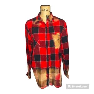 Urban pipleline red and black distressed flannel